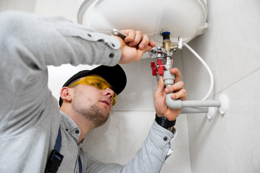 Long Island emergency water heater replacement install in progress